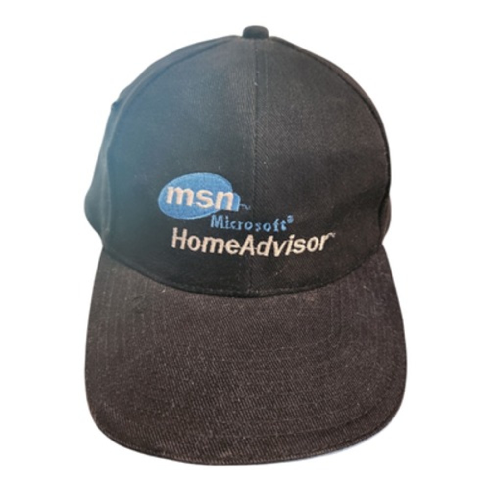 Vintage Microsoft MSN HomeAdvisor Hat Black Embroidered Tech Promo Baseball Cap‎